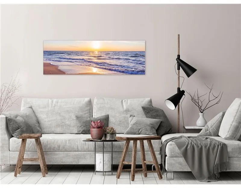 Quadro Calm Waves (1 Part) Narrow Brown  Colore Arancione, Dimensioni e Misure 135x45