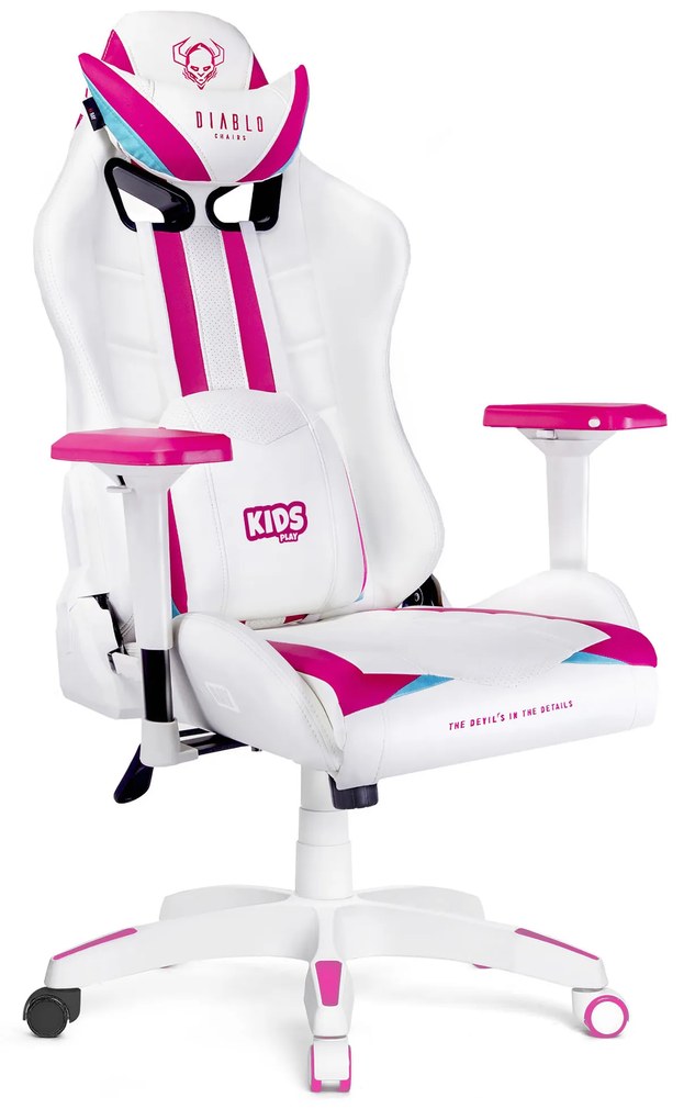 Sedia girevole da bambino Diablo X-Ray Kids Size: Bianco Rosa