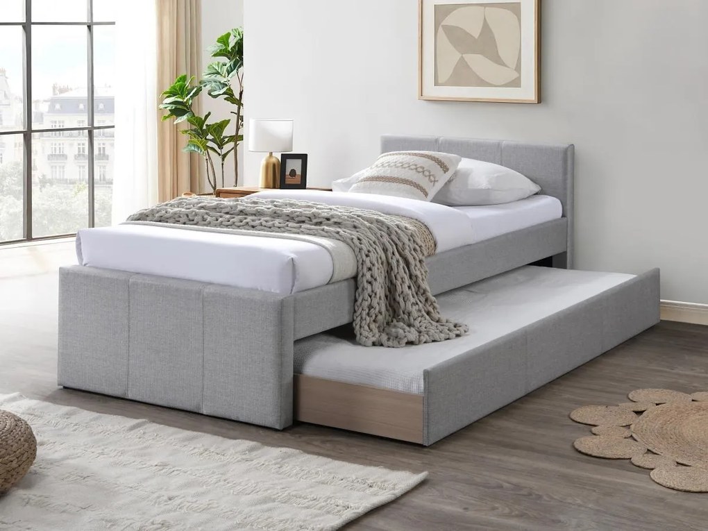 Letto a scomparsa 90 x 190 cm Tessuto Grigio - DORITALO