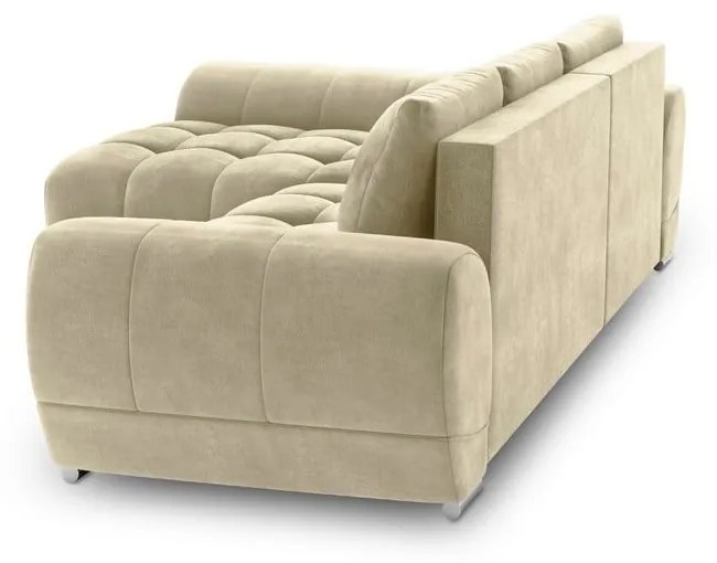 Divano letto angolare beige con rivestimento in velluto, angolo sinistro Nuage - Windsor &amp; Co Sofas