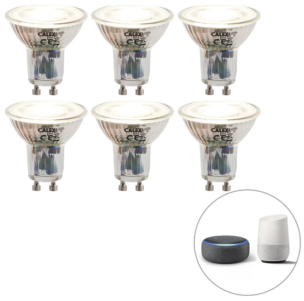 Set di 6 lampade LED smart GU10 dimmerabili 5W 345 lm 2200-4000K