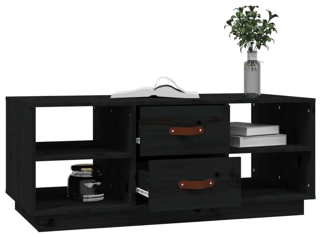 Tavolino da salotto nero 100x50x41 cm in legno massello di pino