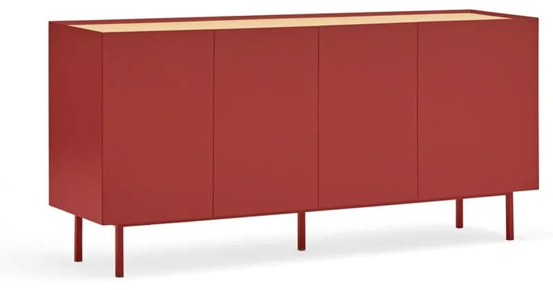 Cassettiera bassa rossa effetto rovere 165x78 cm Arista - Teulat