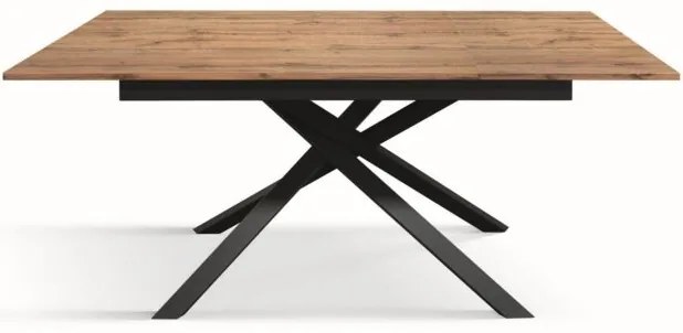 Tavolo VOLPAIA in legno, finitura rovere rustico e base in metallo verniciato antracite, allungabile 140×80 cm – 190×80 cm