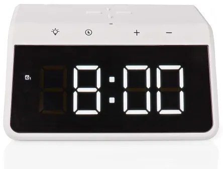 Nedis WCACQ30WT - Orologio a sveglia con display LCD e senza fili caricatore 15W/5V bianco