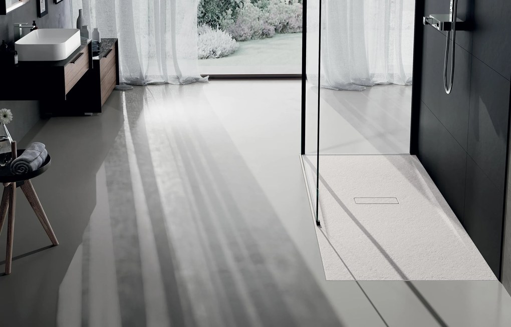 Novellini Custom Touch Piatto Doccia 120x80 effetto pietra antiscivolo in acrilico bianco morbido