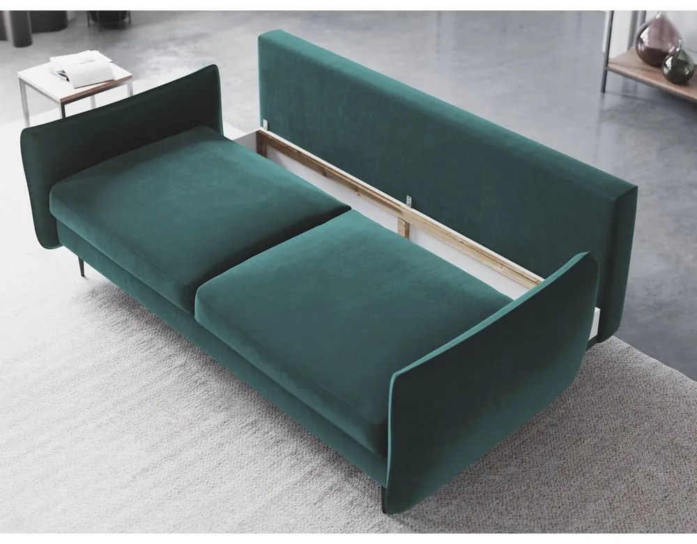 Divano letto verde petrolio con contenitore Vermont - Cosmopolitan Design