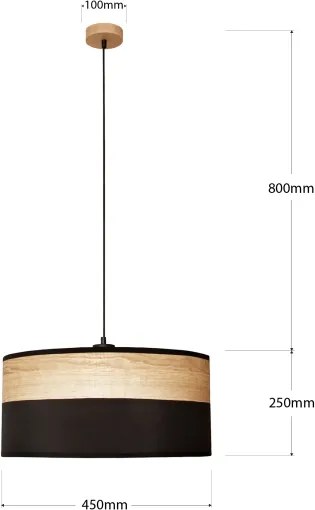 Lampadario a cavo ALBA 1xE27/15W/230V Ø 45 cm nero/marrone