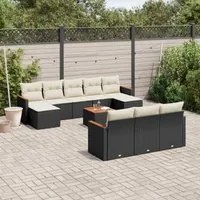 Set Divani da Giardino 11 pz con Cuscini in Polyrattan Nero 3258822