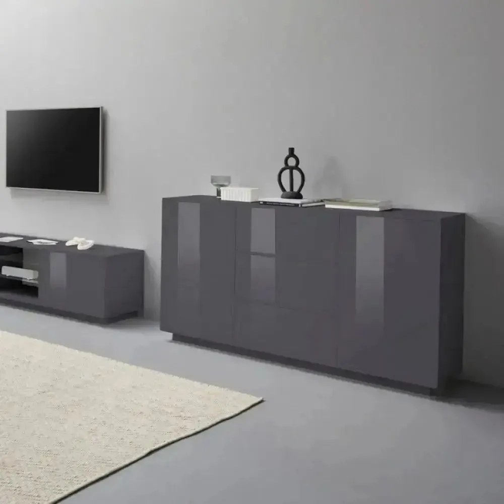 Credenza Bloom Sideboard Antracite Laccato - 160 x 41,4 x 86 cm
