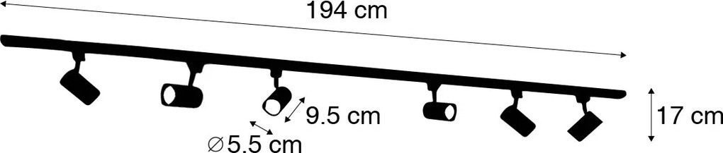 Sistema di illuminazione a binario intelligente con 6 faretti bianchi monofase 200 cm - Iconic Jeana