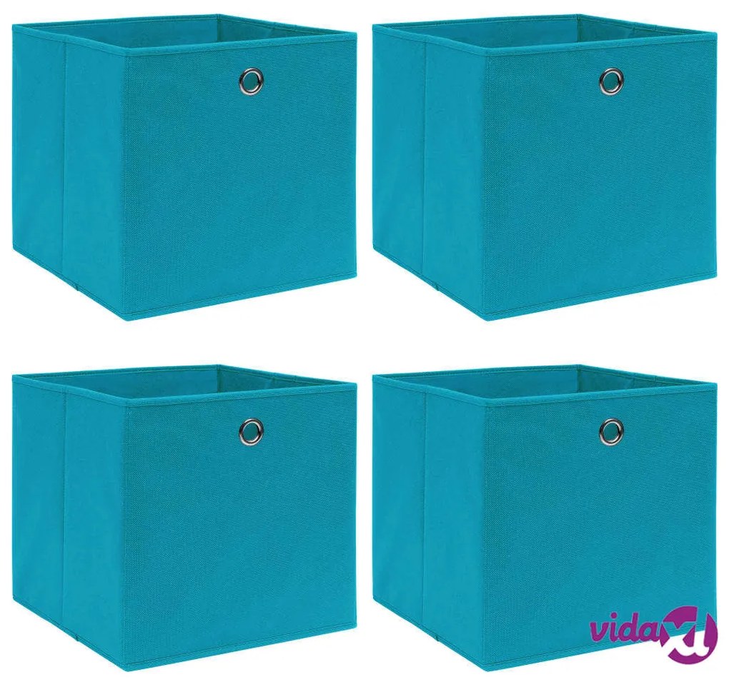 vidaXL Scatole Portaoggetti 4pz Azzurre 32x32x32 cm Tessuto
