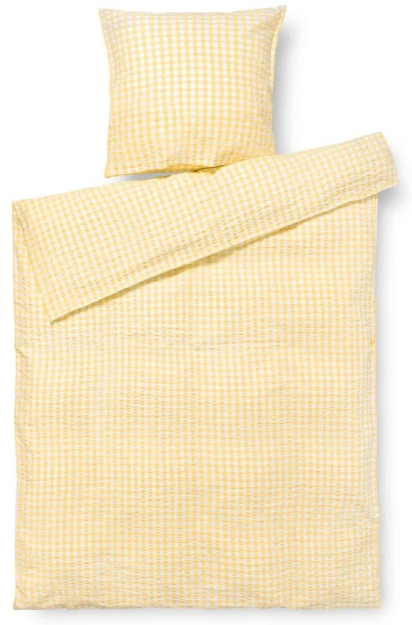 Biancheria da letto in crêpe giallo e bianco per letto singolo 140x200 cm Bæk&Bølge - JUNA