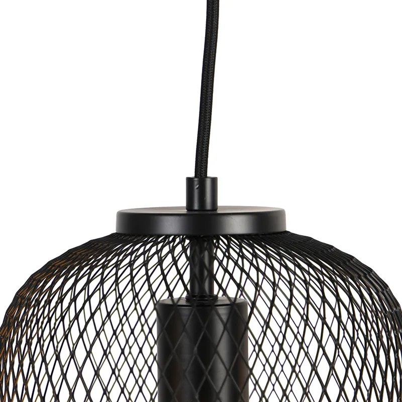 Lampada a sospensione industriale nera 110 cm 3 luci - BLISS Mesh