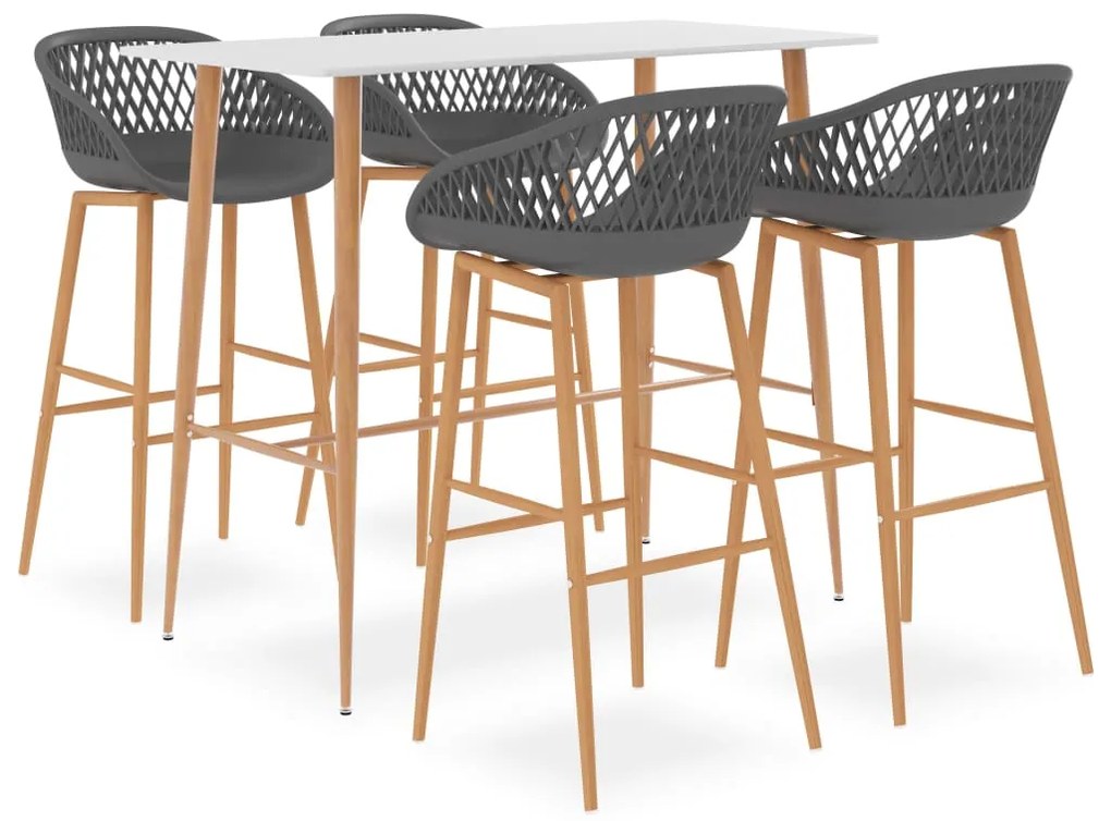 Set Da Bar 5 Pz Bianco E Grigio /