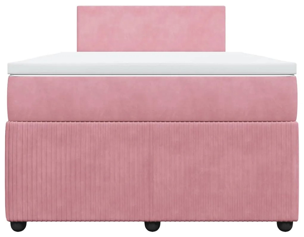 Giroletto a molle con materasso rosa 120x190 cm in velluto