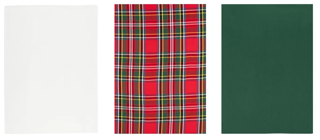 Set 3 strofinacci tartan con cestino