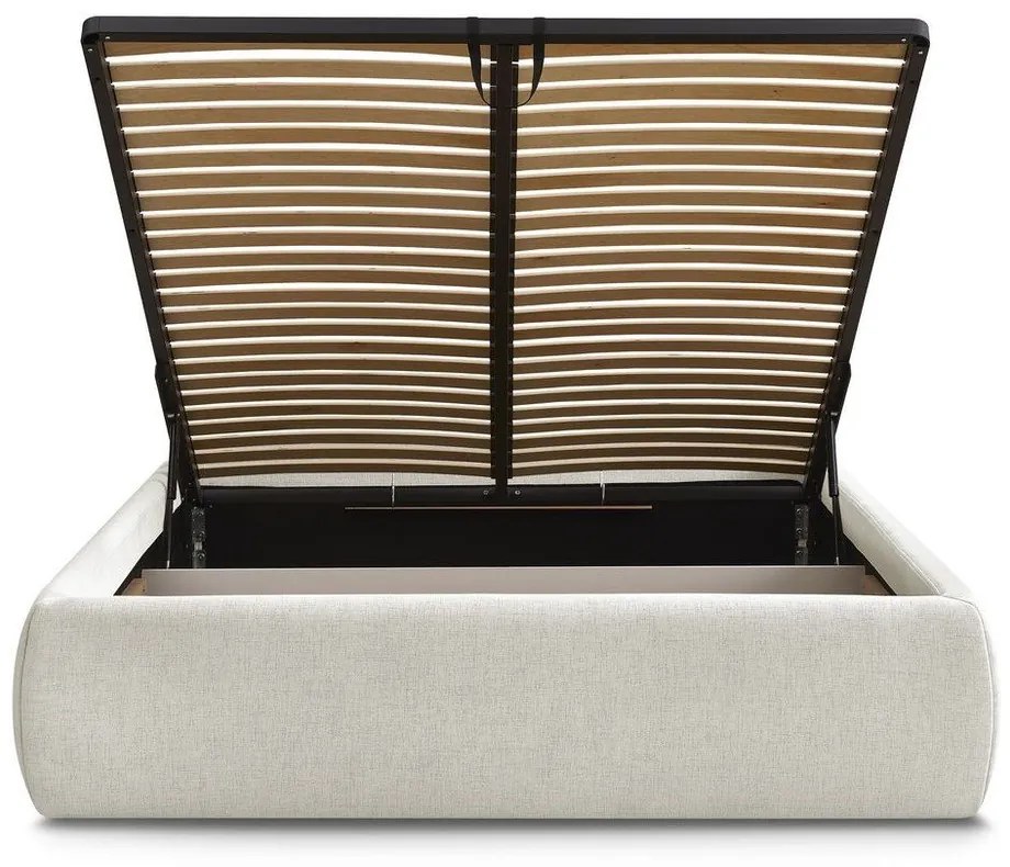 Letto matrimoniale imbottito beige con contenitore/senza testiera con rete inclusa 160x200 cm Inera – Bobochic Paris
