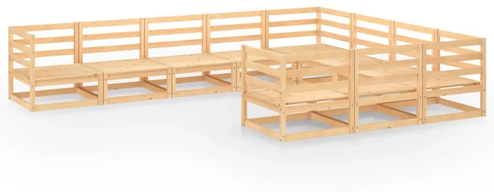 Set divani da giardino 10 pz in legno massello di pino