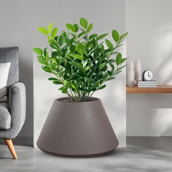 Vaso in resina da esterno interno tondo conico d.60x35h Stromboli Tortora