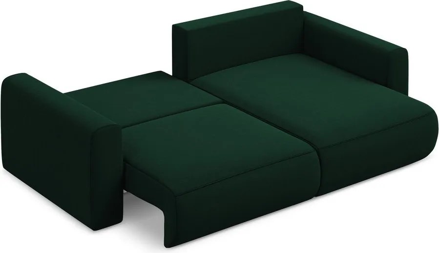 Divano angolare verde allungabile/con contenitore (con penisola a destra/con chaise lounge) con rivestimento in velluto Kapua – Makamii