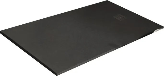 Piatto doccia in resina Strato nero L 100 x L 80 x H 2.5 cm opaco effetto pietra