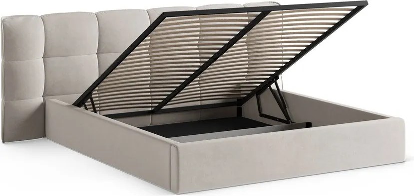 Letto matrimoniale imbottito beige con contenitore con rete inclusa 180x200 cm Eric – Micadoni