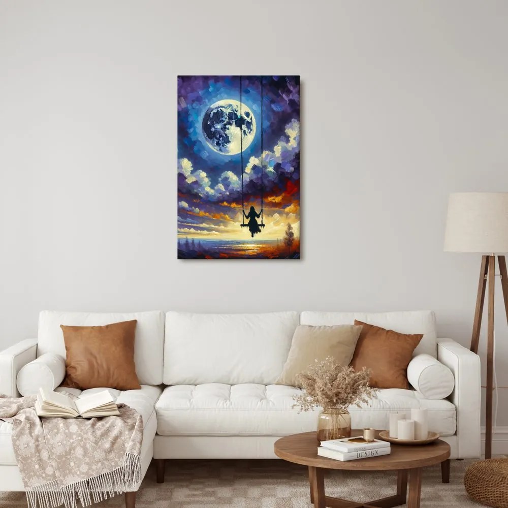 Quadro su tela – Ragazza nella luce della luna