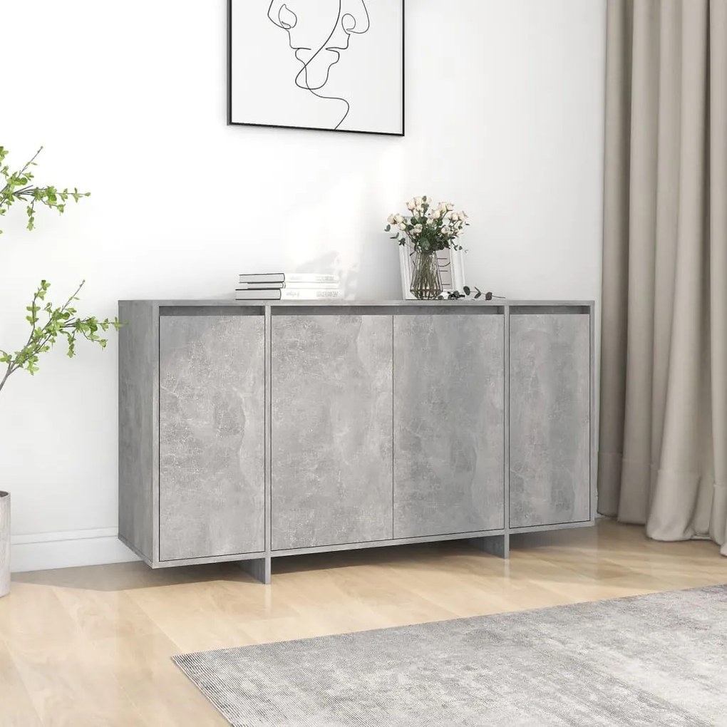 Credenza grigio cemento 135x41x75 cm in truciolato