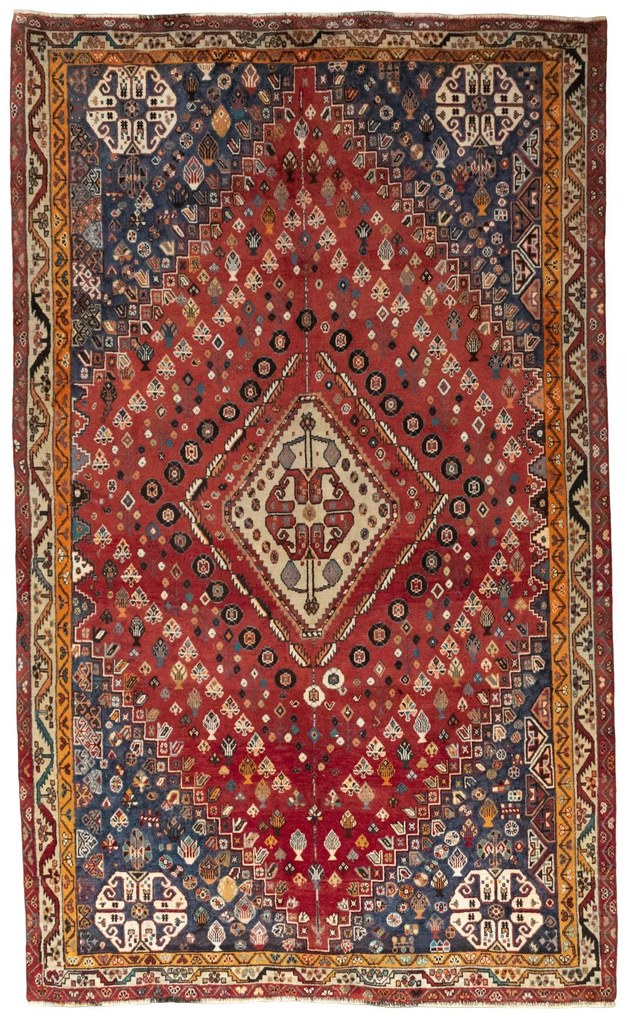 Shiraz Tappeto 160x260 Rosso (Iran) Annodato A Mano