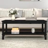 Tavolino da Salotto Nero 110x55x45 cm Legno Massello di Pino cod mxl 26149