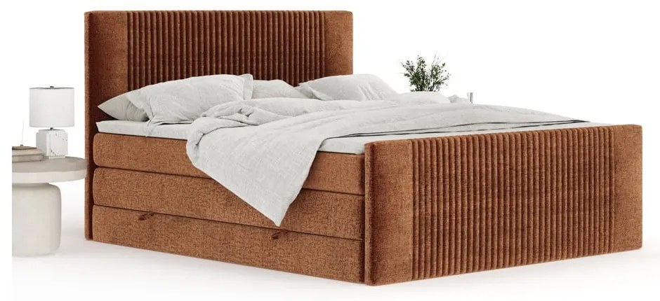 Letto boxspring arancione con contenitore 180x200 cm Bergamo – Maison de Rêve