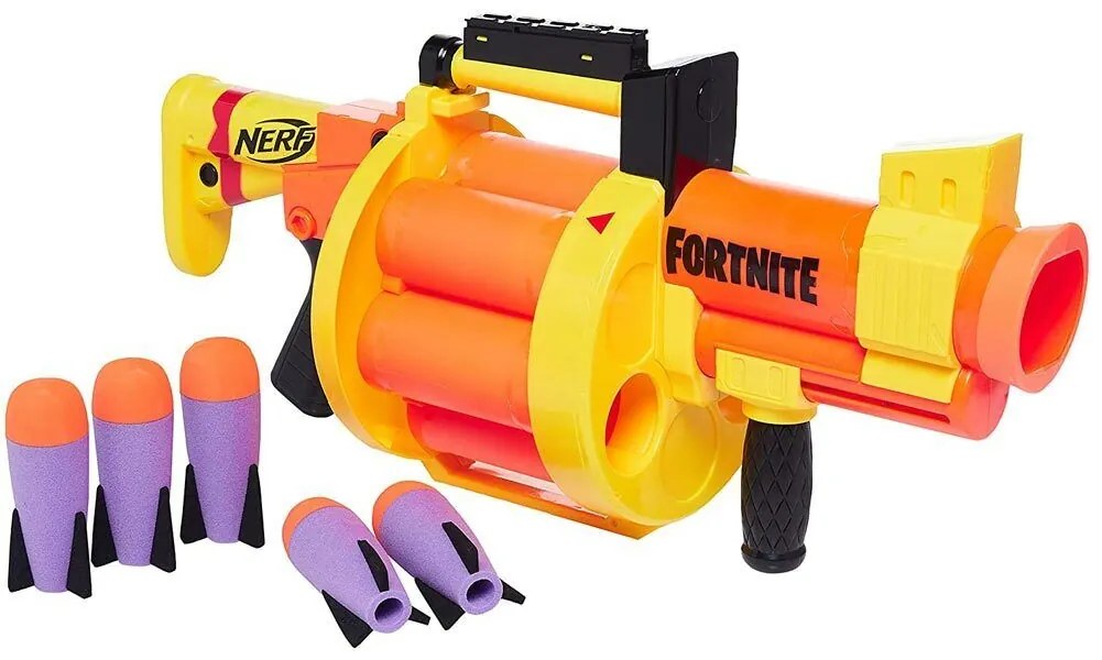 Nerf Fortnite Fucile Lanciarazzi con Tamburo Gicoattolo Bambini con 6 Razzi