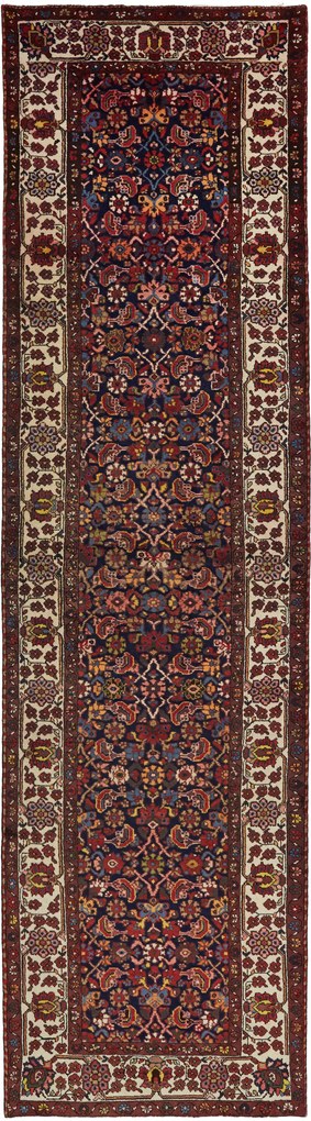 Hamedan Tappeto persiano 380x120 Blu (Iran) Annodato A Mano