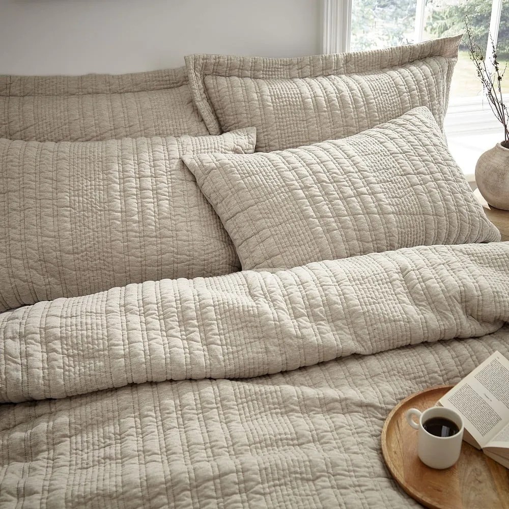 Biancheria da letto beige per letto matrimoniale 200x200 cm Tamba Stripe - Pineapple Elephant