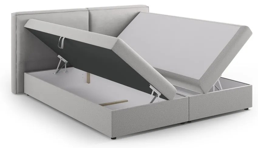 Letto boxspring in grigio chiaro con contenitore 140x200 cm Arendal – Cosmopolitan Design
