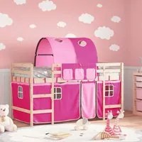 Letto a Soppalco con Tunnel Bambini Rosa 90x200cm Massello Pino 3206993