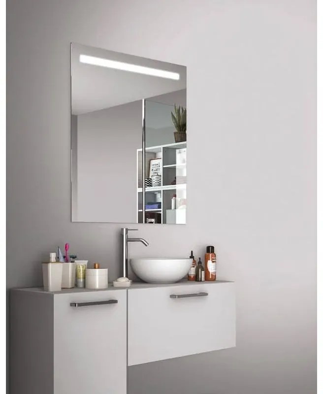 Specchio con illuminazione integrata bagno rettangolare Essential SENSEA L 70 x H 70 x P 3.1 cm grigio / argento