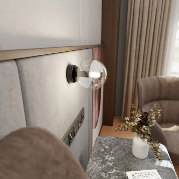 Applique ROSSI 1xE14/10W/230V nero/limpido