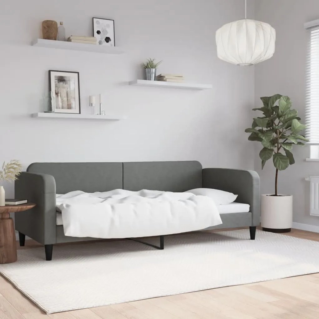 Letto Da Giorno Grigio Scuro 80x200 Cm İn Tessuto /
