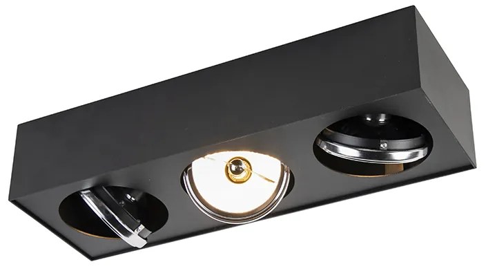 Faretto da soffitto di design nero quadrato 3 luci - Kaya