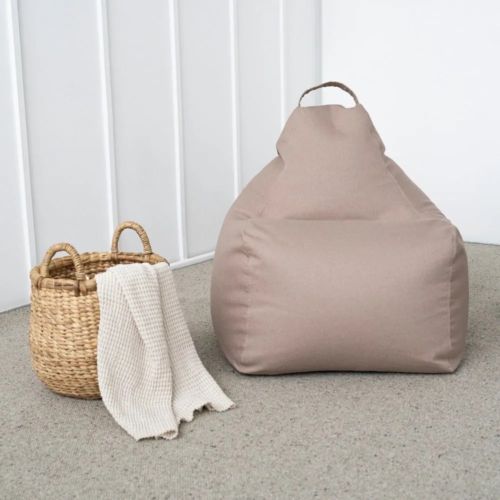 Puof a sacco color crema con rivestimento in bouclé Play Amuse – SLOWDOWN