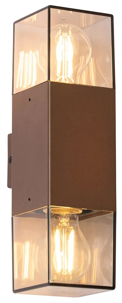 Lampada da parete per esterni marrone ruggine con paralume fumé 2 luci IP44 - Denmark