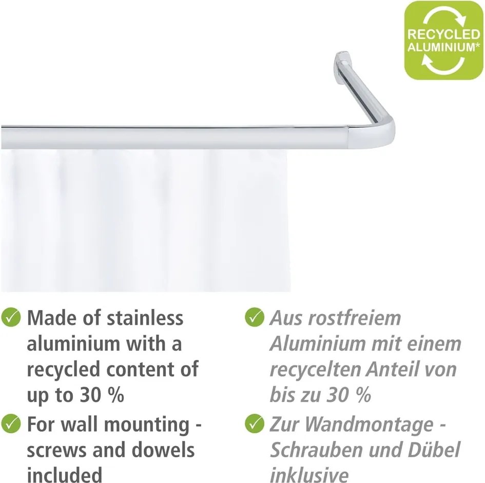 Asta per tende da doccia in argento lucido Era - Wenko