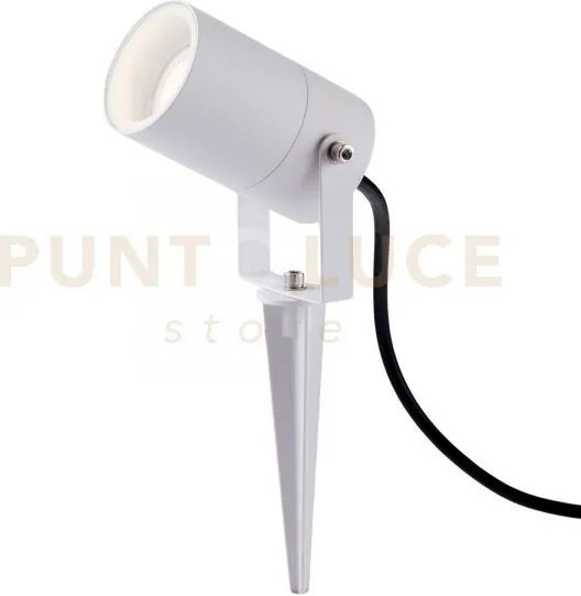 Proiettore akron bianco con picchetto 1 luce attacco gu10 ip65 10x6cm
