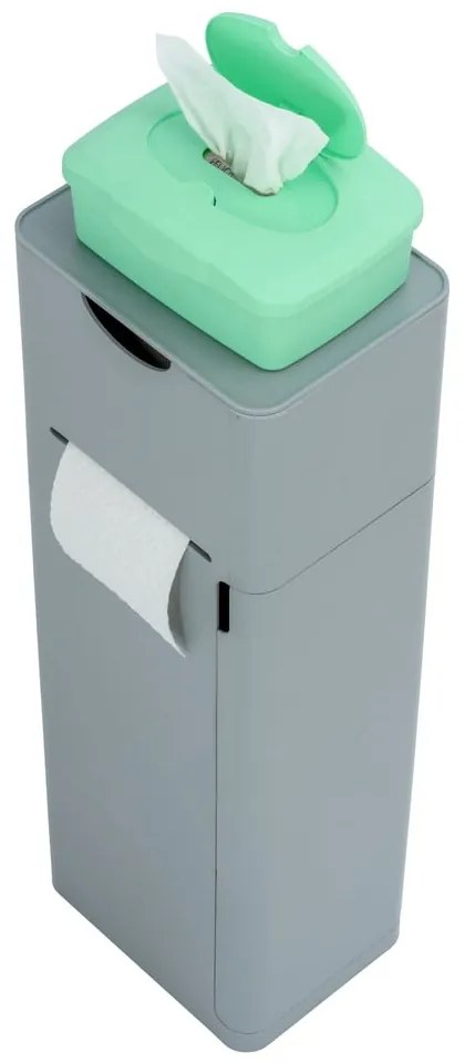 Porta carta igienica grigio con scopino Imon - Wenko