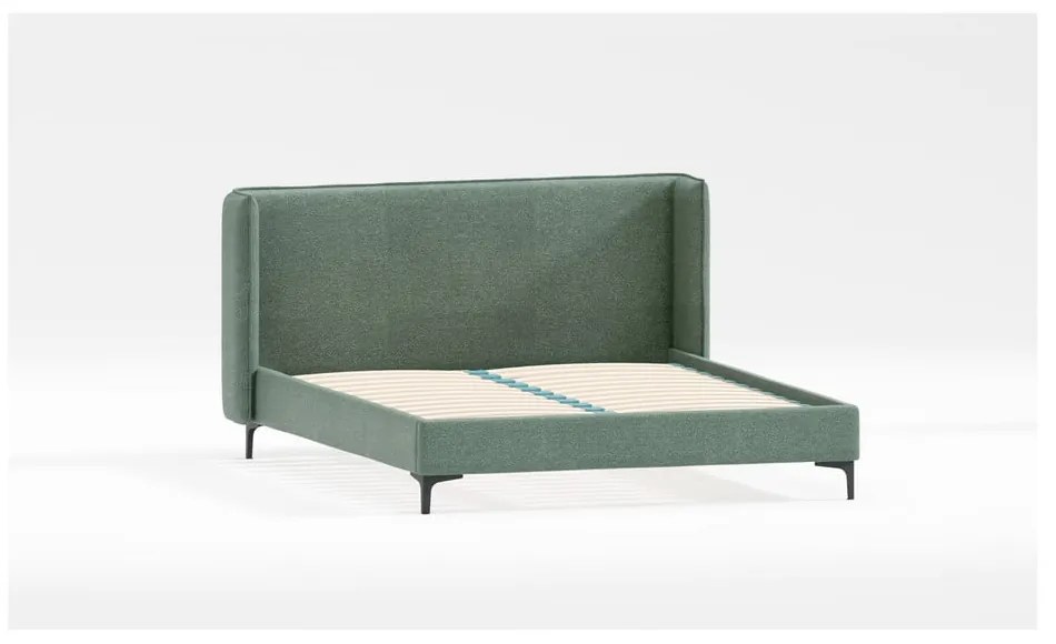 Letto matrimoniale imbottito verde con griglia 160x200 cm Basti - Ropez