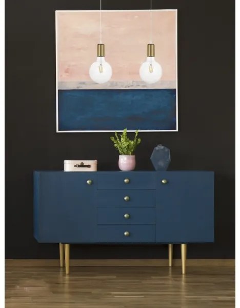 Lampadario a sospensione con filo MIROS 2xE27/60W/230V bianco/oro