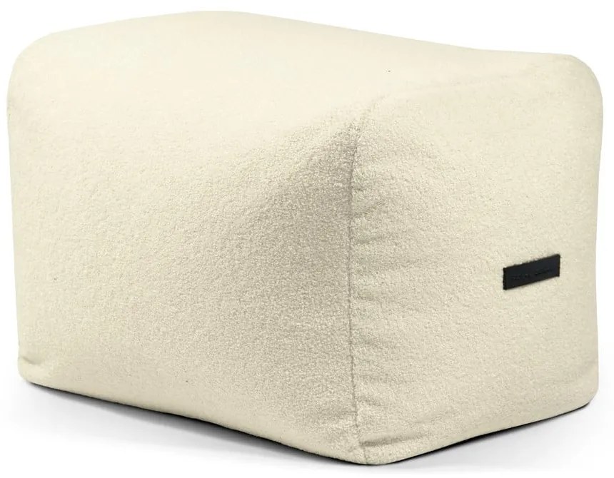 Puof a sacco color crema con rivestimento in bouclé Plus 70 Lounge – SLOWDOWN