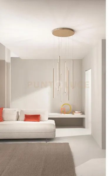 Sospensione genius multipla 8 luci oro tonda d.48cm 3000k 3600lm 84...